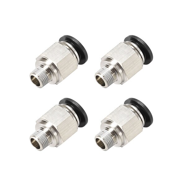 Straight Pneumatic Push to Quick Connect Fittings 1/8NPT x 10mm Silver Tone 4pcs