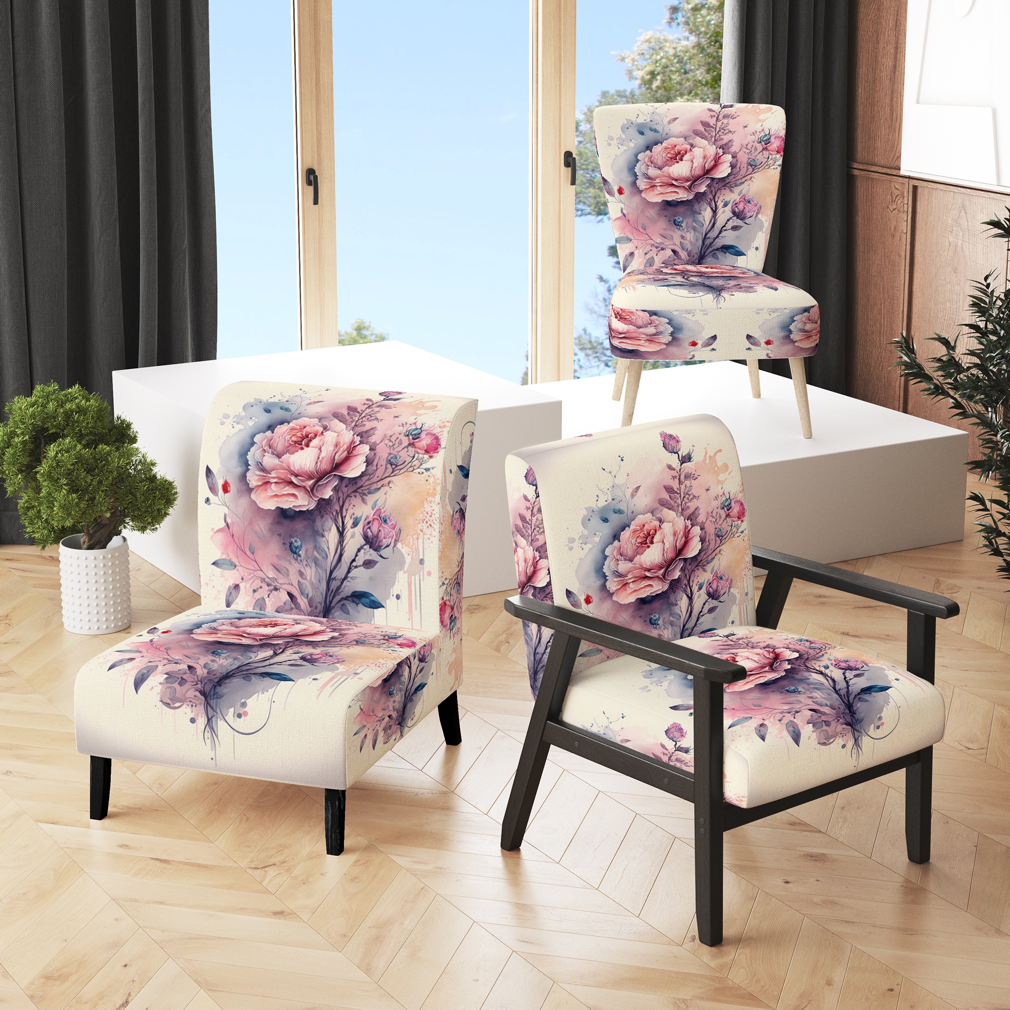 Pink best sale patterned chair