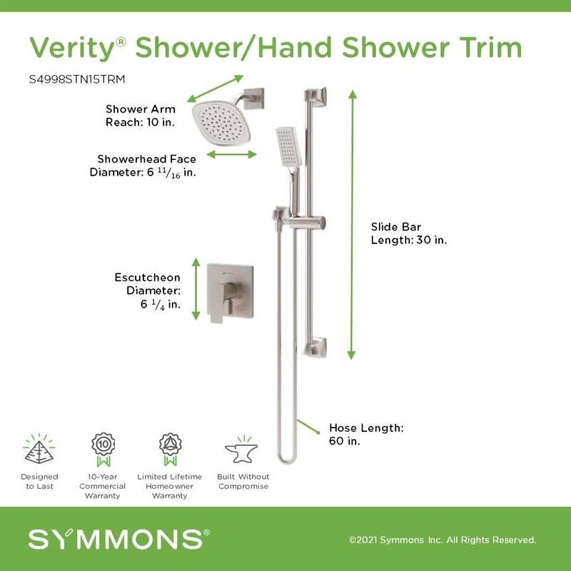 Symmons S499815TRM Verity HydroMersion Pressure Balanced Shower System