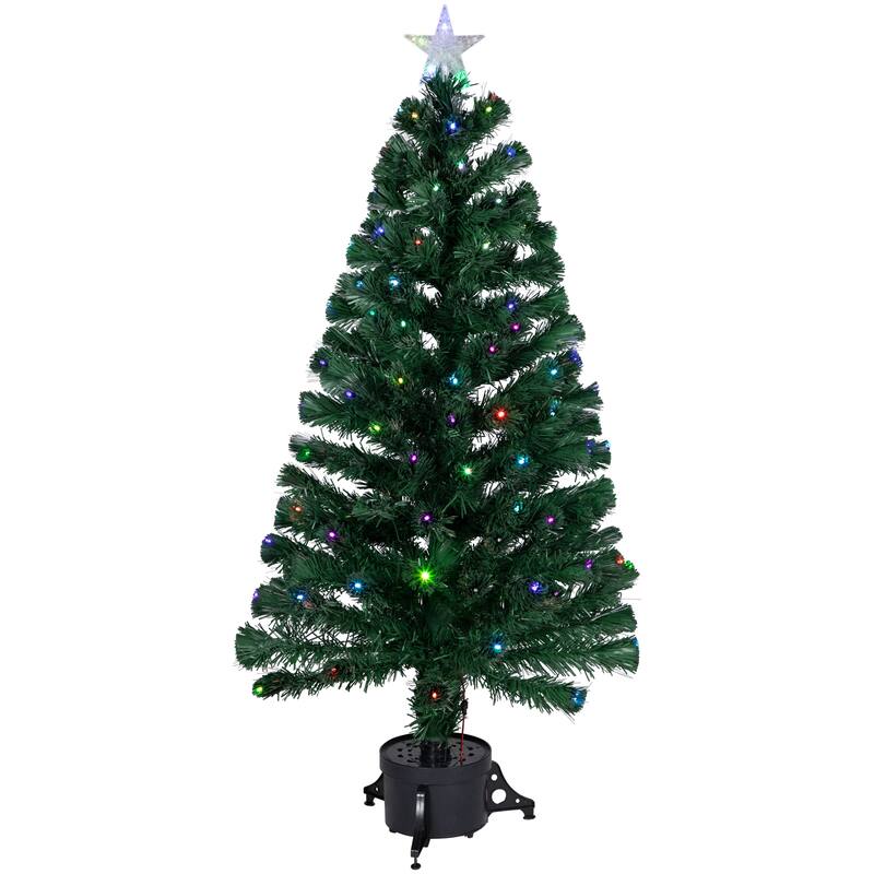 4' Pre-Lit Potted Fiber Optic Artificial Christmas Tree Multicolor LED Lights