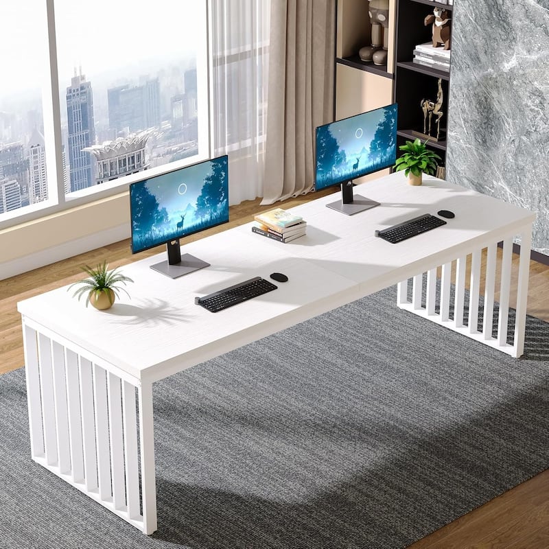 78.74" Extra Long Computer Desk, Double 2-Person Desk, Workstation Writing Study Table for Home Office