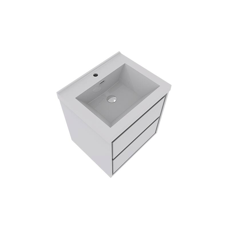 Sage 24" wall mounted bathroom vanity with single basin acrylic top