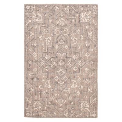 ECARPETGALLERY Hand-knotted Tangier Taupe Wool Rug - 5'0 x 7'11