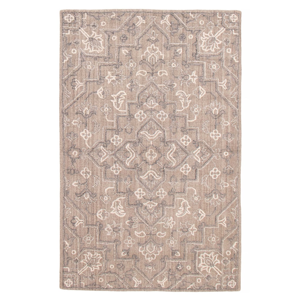ECARPETGALLERY Hand-knotted Tangier Taupe Wool Rug - 5'0 x 7'11