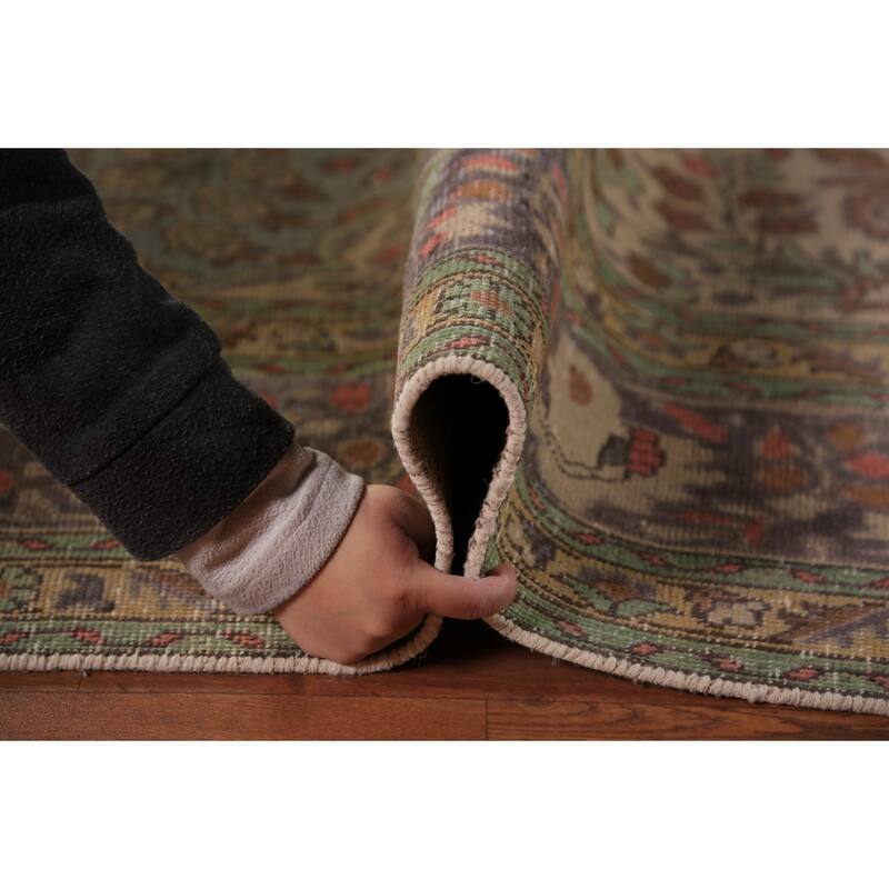 Light Blue Tabriz Persian Area Rug Hand-Knotted Floral Wool Carpet - 8'1"x 11'5"