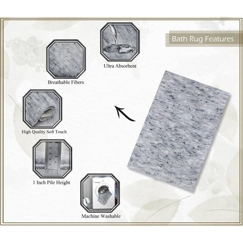 Home Weavers Cloud Comfort 100% Microfiber Bathroom Rug Non Slip Bath & Water Absorbent Soft Bath Mat 4 PC Set