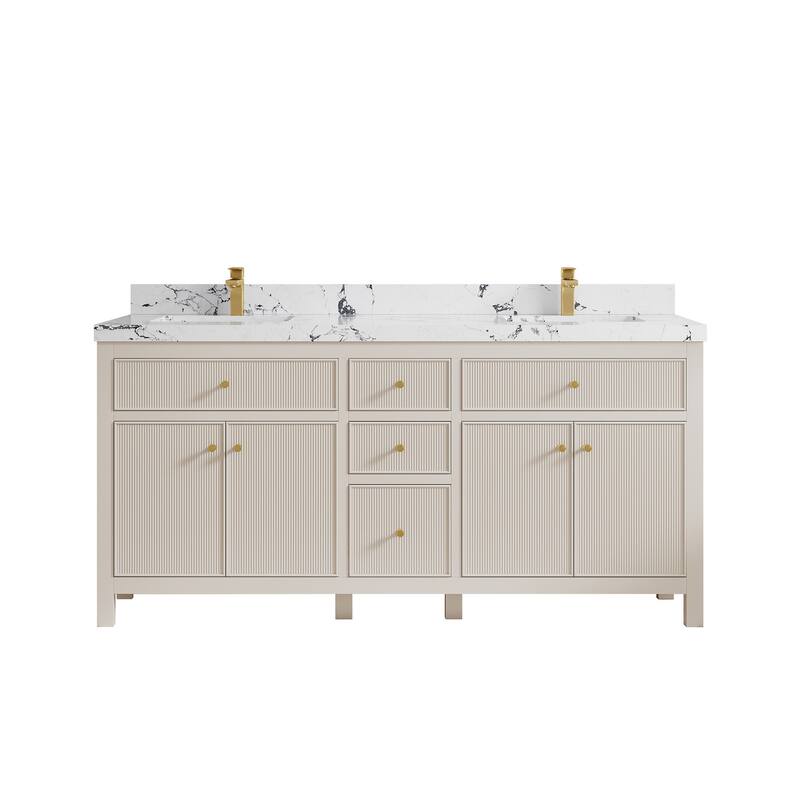 Willow Collections 72 in W x 22 in D Sonoma Free Standing Reeded Double Sink Bathroom Vanity with Countertop