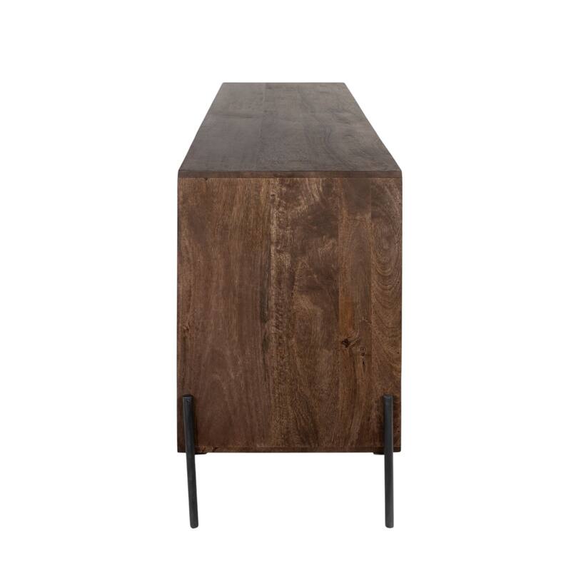 HomeRoots 72" Brown Solid Wood Six Drawer Sideboard with Two Doors - 18' X '30' X '71.5