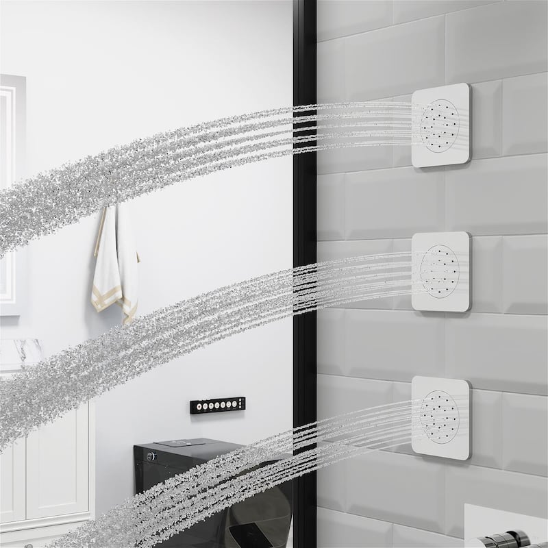 GIVINGTREE Luxury 4 Spray Patterns Thermostatic 23" Wall Mounted Rainfall Dual Shower Head With 3 Spray Heads（valve Included)