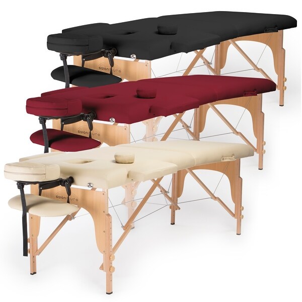 Saloniture Professional Portable Folding Massage Table with Carrying Case - Multiple Colors Available