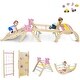 preview thumbnail 10 of 8, Gymax Triangle Set Wooden Montessori Climbing Set w/Arch Ramp Climbing