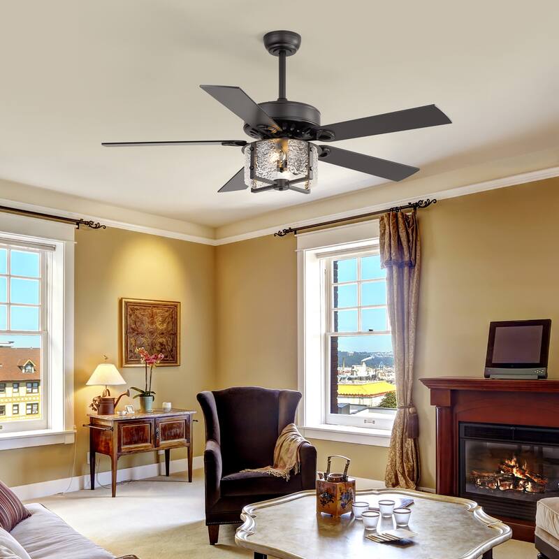 52" Reversible 5-Blade Caged Ceiling Fan with Light and Remote
