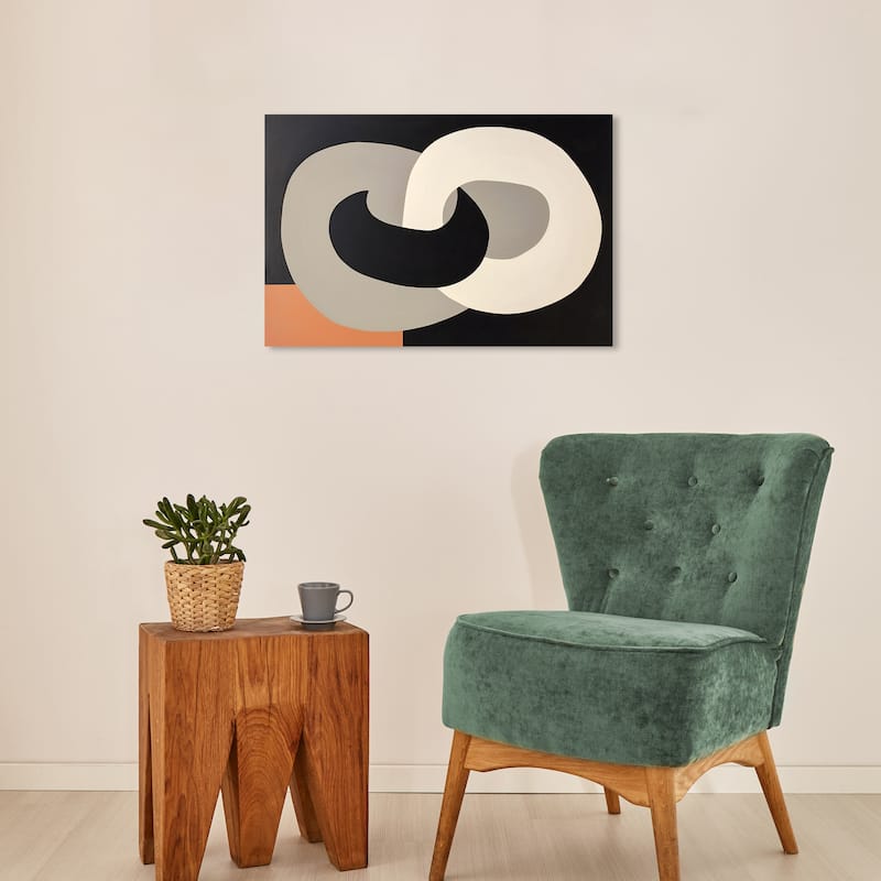 Wynwood Studio Canvas Abstract Link Black and Dark Orange Modern & Contemporary Wall Art Canvas Print - 24 x 16