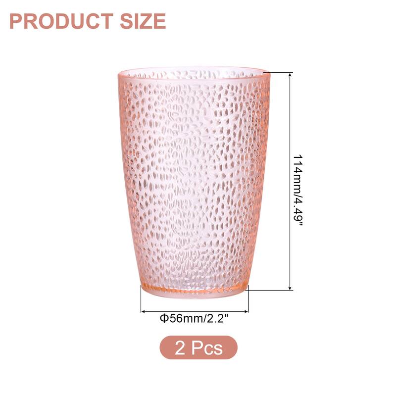 Acrylic Drinking Glasses, 2Pcs Plastic Reusable Tumblers - Pink