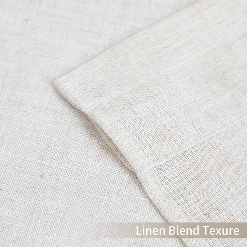 Linen Blend Living Room Curtains Faux Linen Textured Window Curtains for Bedroom Semi-Sheer Yellow Curtain Panles
