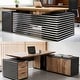 preview thumbnail 5 of 13, 86" L Shaped Executive Office Computer Desk with Outlets lateral File Cabinet Drawers