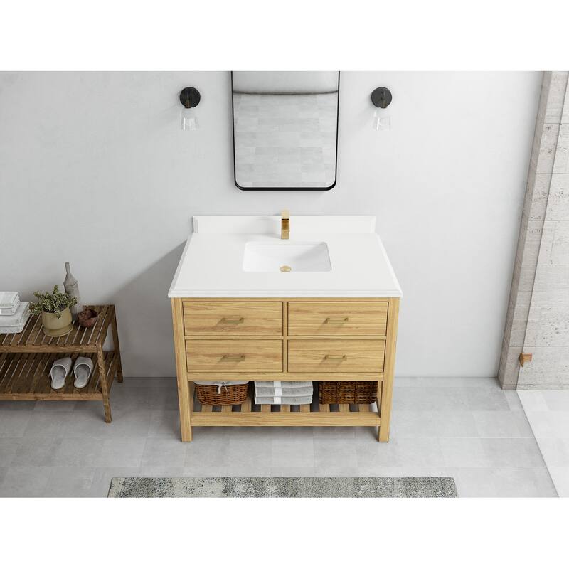 Willow Collections 42 in. W x 22 in. D Parker Solid Teak Single Sink Bathroom Vanity with Countertop