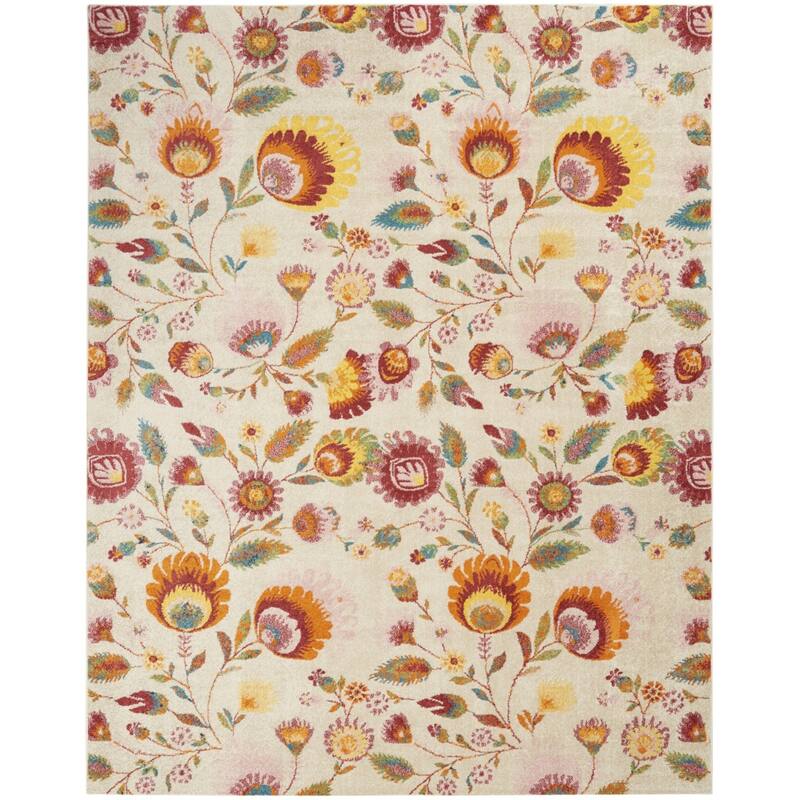 Power Loomed Floral Traditional Low Pile Area Rug