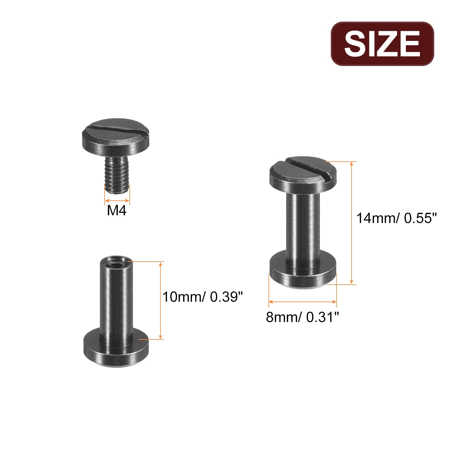 Brass Chicago Screws, Flat Head Screw Back Binding Post Nail Stud Rivets for Leather Craft Belt Strap