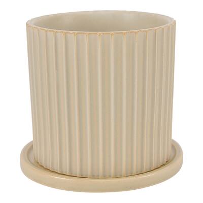 Aurelle Home Modern Rippled Stoneware Planter