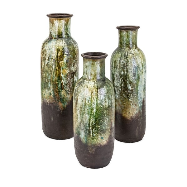 Imax Home 20155 3 Isabella Ceramic Vases Set Of 3 Green Overstock 27808703