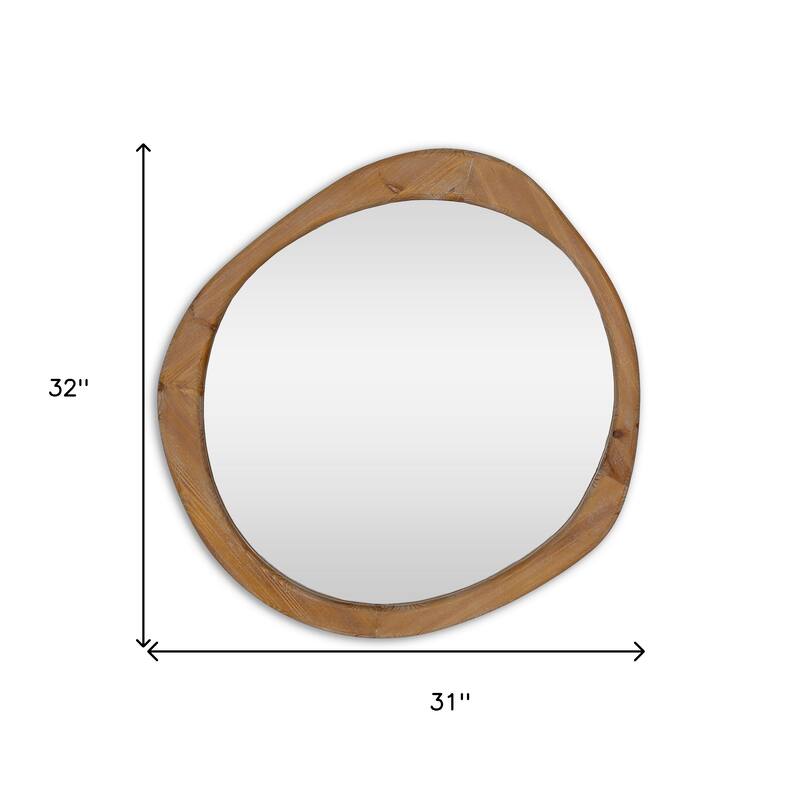HomeRoots 32" Brown Abstract Wood Framed Accent Mirror - 31.00 in. x 32.00 in. x 1.50 in.