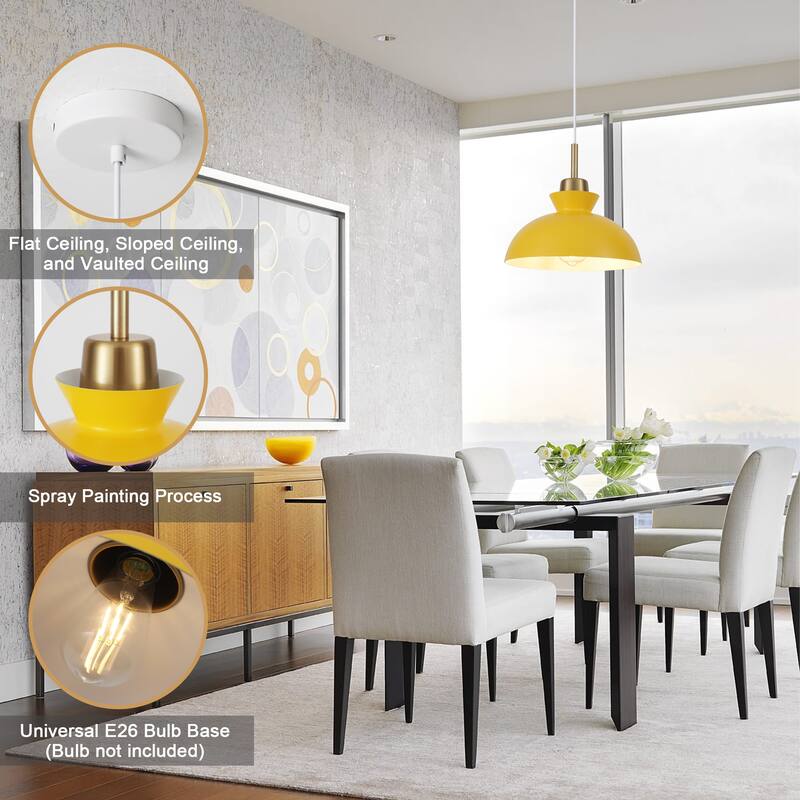 1-Light Hanging Ceiling Pendant Light Chandelier Light Fixture with Metal Shade for Kitchen Island
