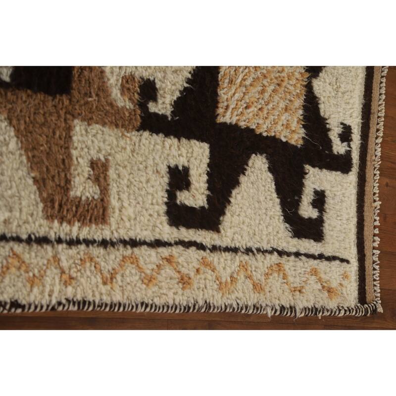 Vegetable Dye Kurdish Runner Rug Handmade Turkish Wool Carpet - 3'4"x 10'7"