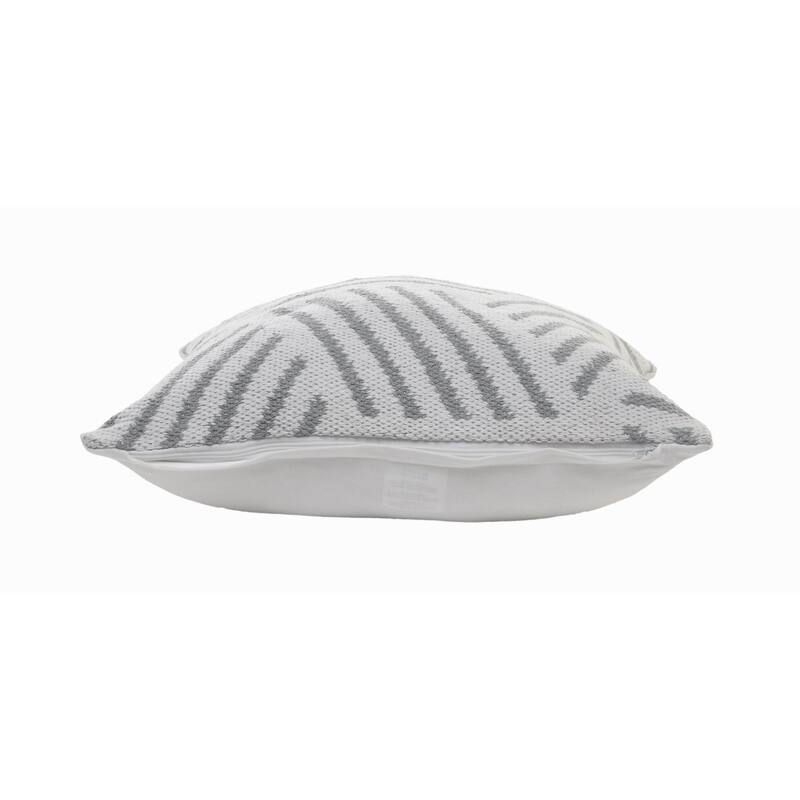 20" White with Gray Geometric Stripes Square Throw Pillow