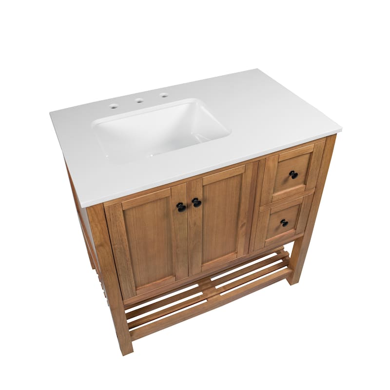 KitchenBathCollection Lakeshore 36" Bathroom Vanity with Engineered White Top