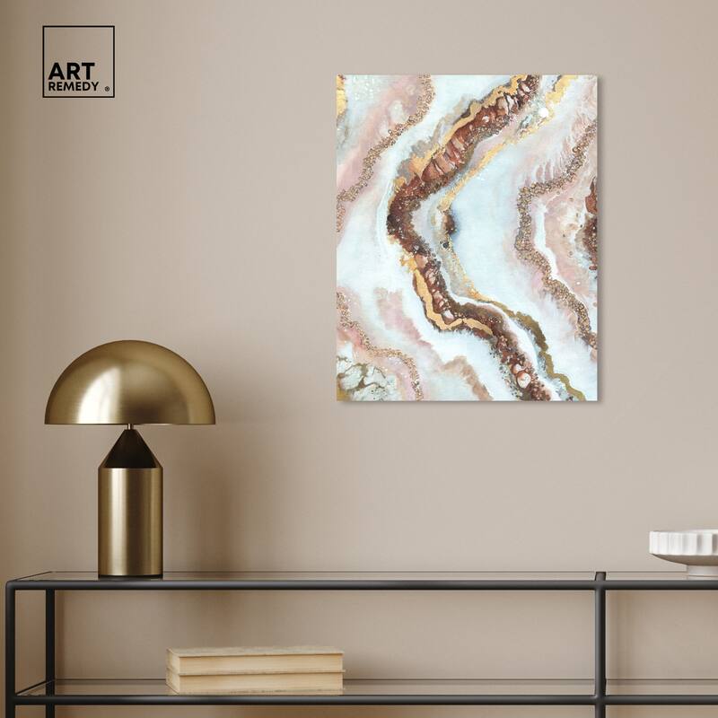 Art Remedy Blush Geode Gallery Wrapped Mineral, Agate & Geode 1 Piece Canvas Wall Art