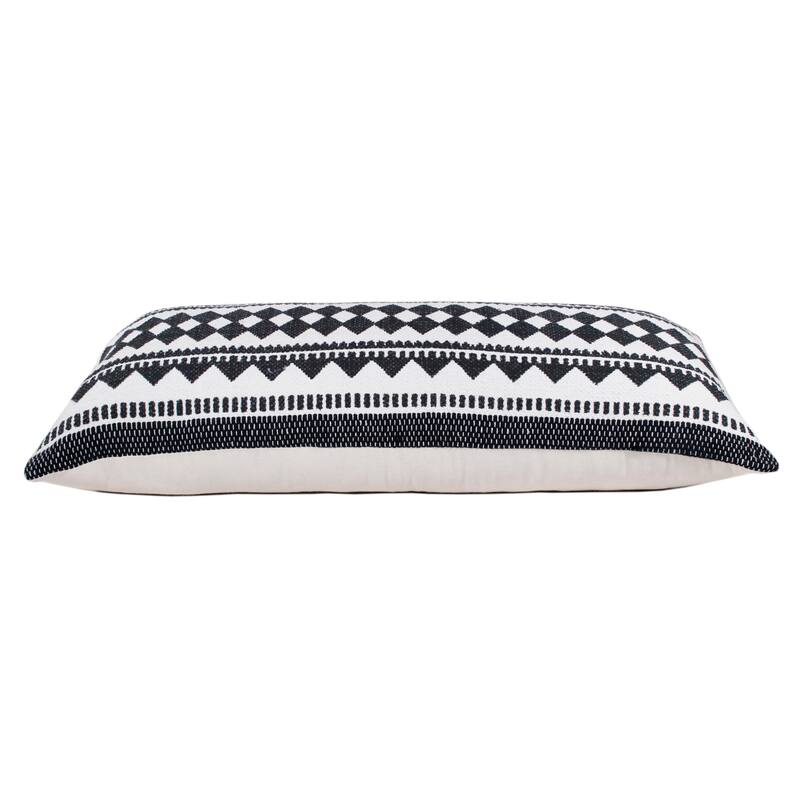 Sevita Bordered Modern Mosaic Geometric Stripe Throw Pillow