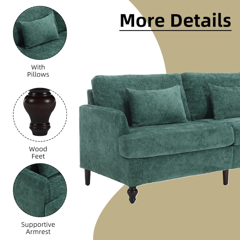 HOMEFUN Chenille Upholstered Mid Century Modern Wood Frame Loveseat for Living Room