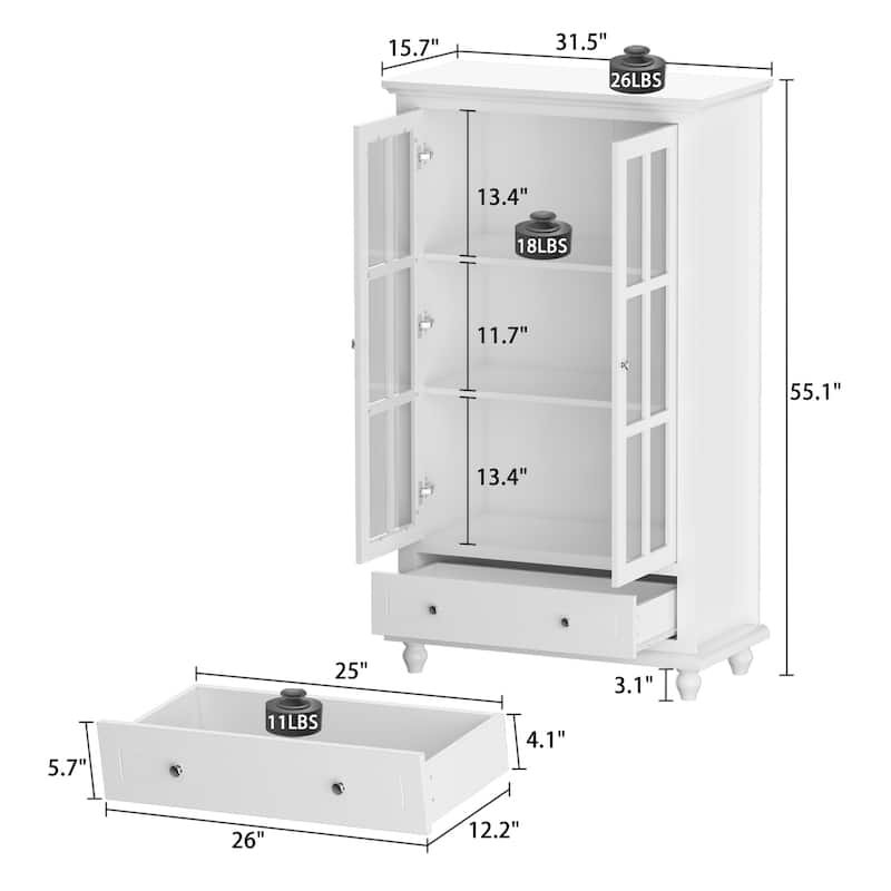Timechee 31.5'' W Curio Cabinet Bookcase Display Cabinet China Cabinet