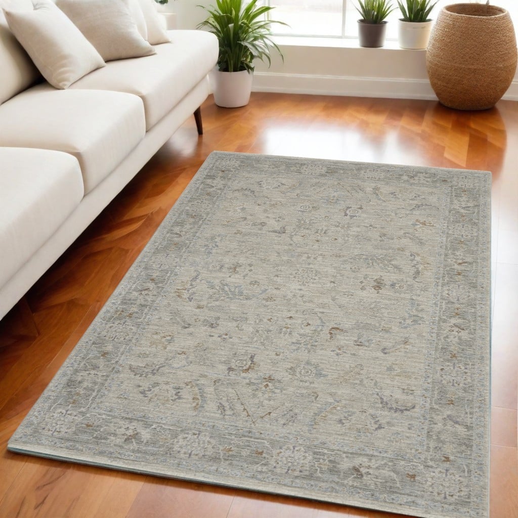 HomeRoots Floral Medallion Rustic Rectangle Area Rug - 92.00 in. x 63.00 in. x 0.50 in.