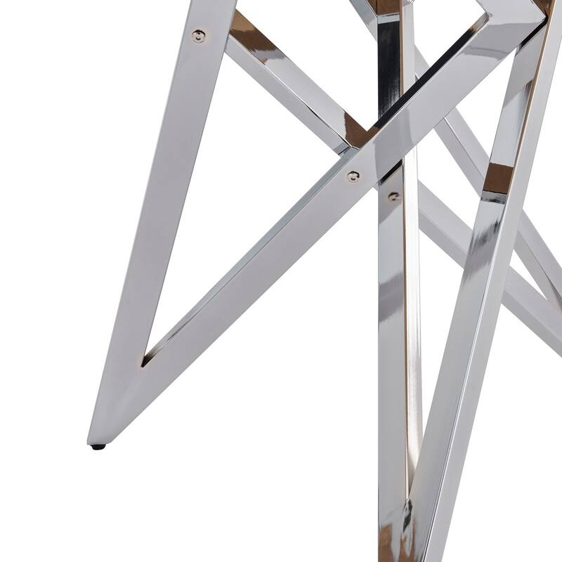 37" Modern Round Dining Table with Triangular Metal Legs