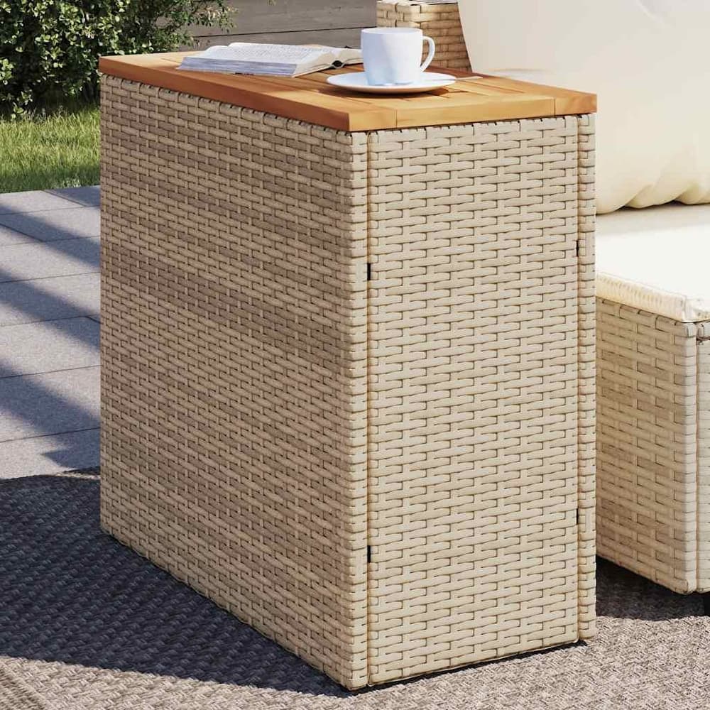 vidaXL Patio Side Table Outdoor Furniture Side Tea Coffee Table Poly Rattan - 10.8 x 22.8 x 21.7 in