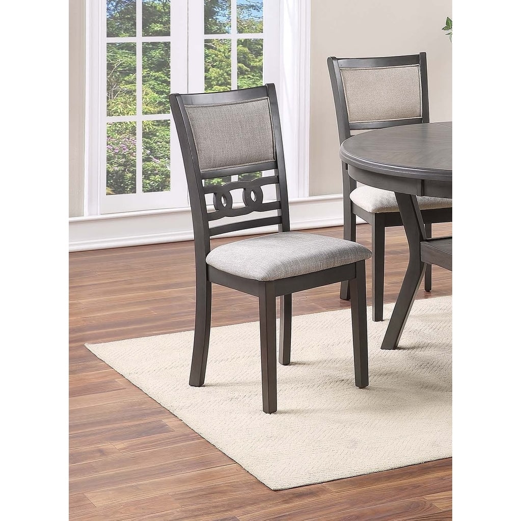 Dual Panel Dining Chairs Gray Finish Upholstered Chairs