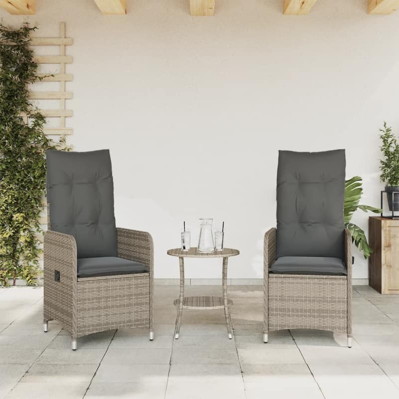 vidaXL Reclining Patio Chair with Cushions Outdoor Seat Furniture Poly Rattan