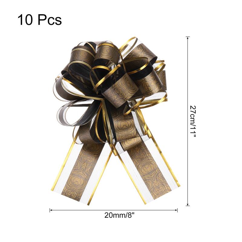 10pcs Large Pull Bow Gift Wrapping Bows Ribbon Organza for Wedding - Black - 8 Inch