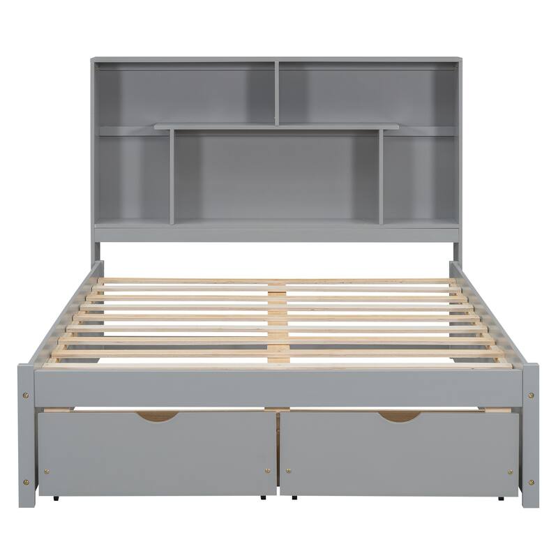Harper&Bright Designs Platform Bed with Storage Headboard and 2 Drawers