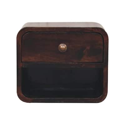 Artisan Furniture Solid Wood Mini Curved California Walnut Wall Mounted Bedside