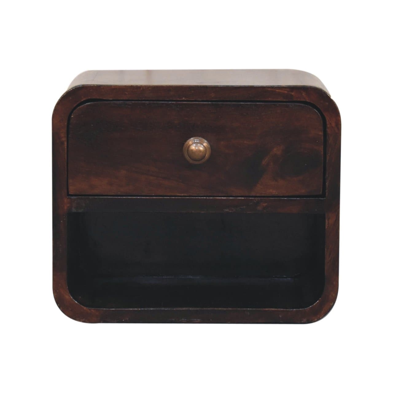 Artisan Furniture Solid Wood Mini Curved California Walnut Wall Mounted Bedside