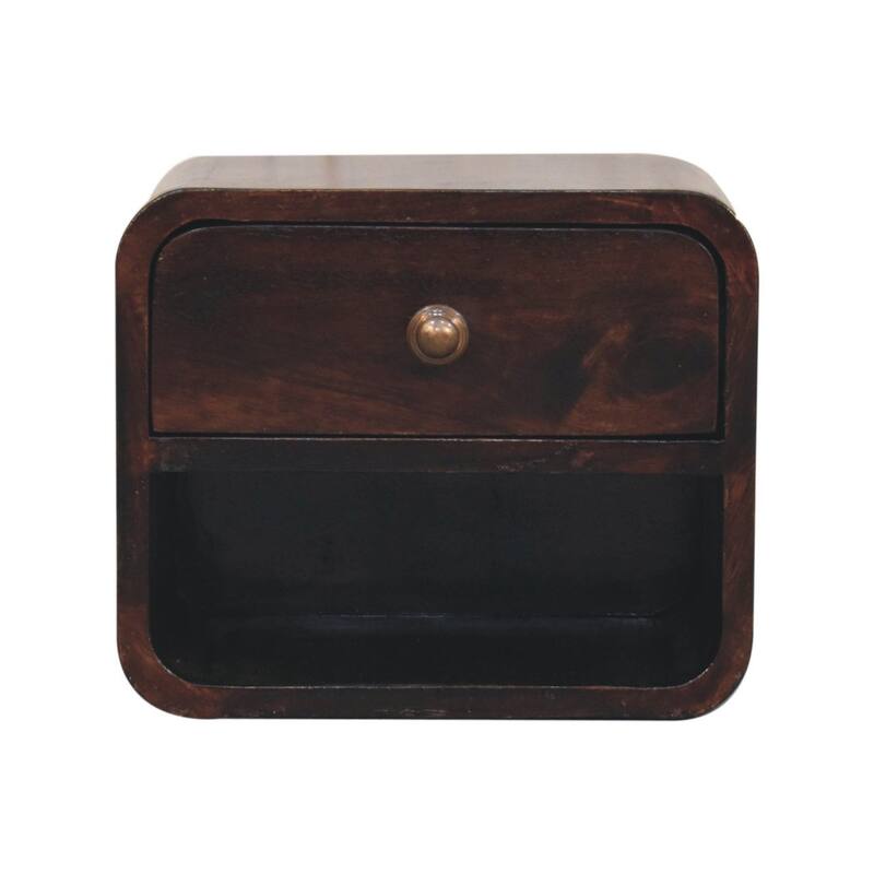 Mini Curved California Walnut Wall-Mounted Bedside