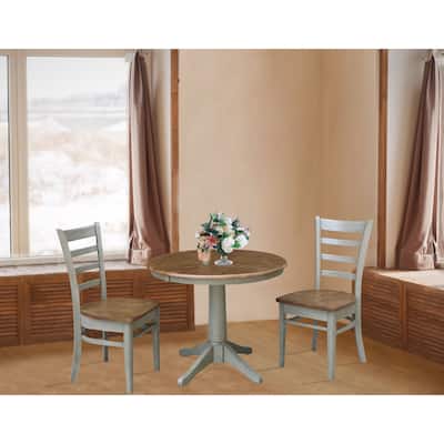 36" Round Extension Dining Table With 2 Emily Chairs - Set of 3 Pieces