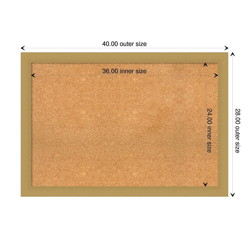 Grace Brushed Gold Framed Natural Corkboard Bulletin Board - Board Size 36x24