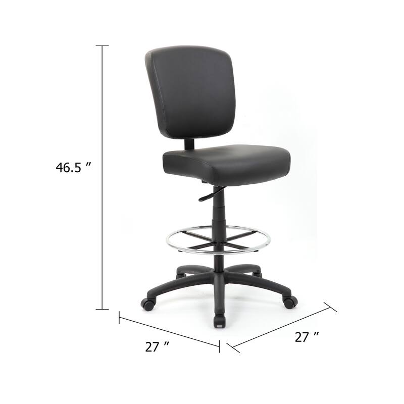 Hya Heavy Duty Swivel Office Stool with Footring, Black Cushions