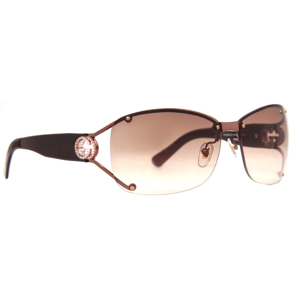 Gucci Oval Gg 2820 F S Women S Vtc 5e Shiny Brown Brown Gradient Sunglasses 62mm 12mm 120mm Overstock 14050908