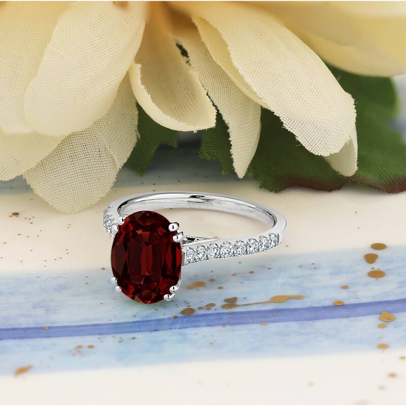 Auriya 2 3/4ct Fancy Oval Garnet and Diamond Engagement Ring 1/4ctw 14k Gold
