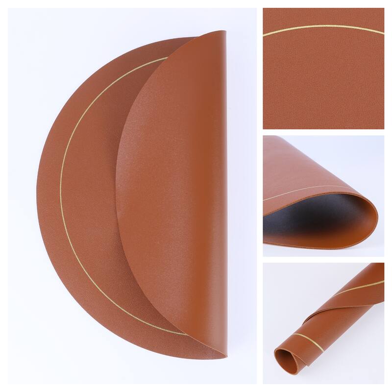 Placemats Set of 6 Faux Leather Placemats for Kitchen Dining Table Decor Heat Resistant Table Placemats Wipeable Table Mat - Brown